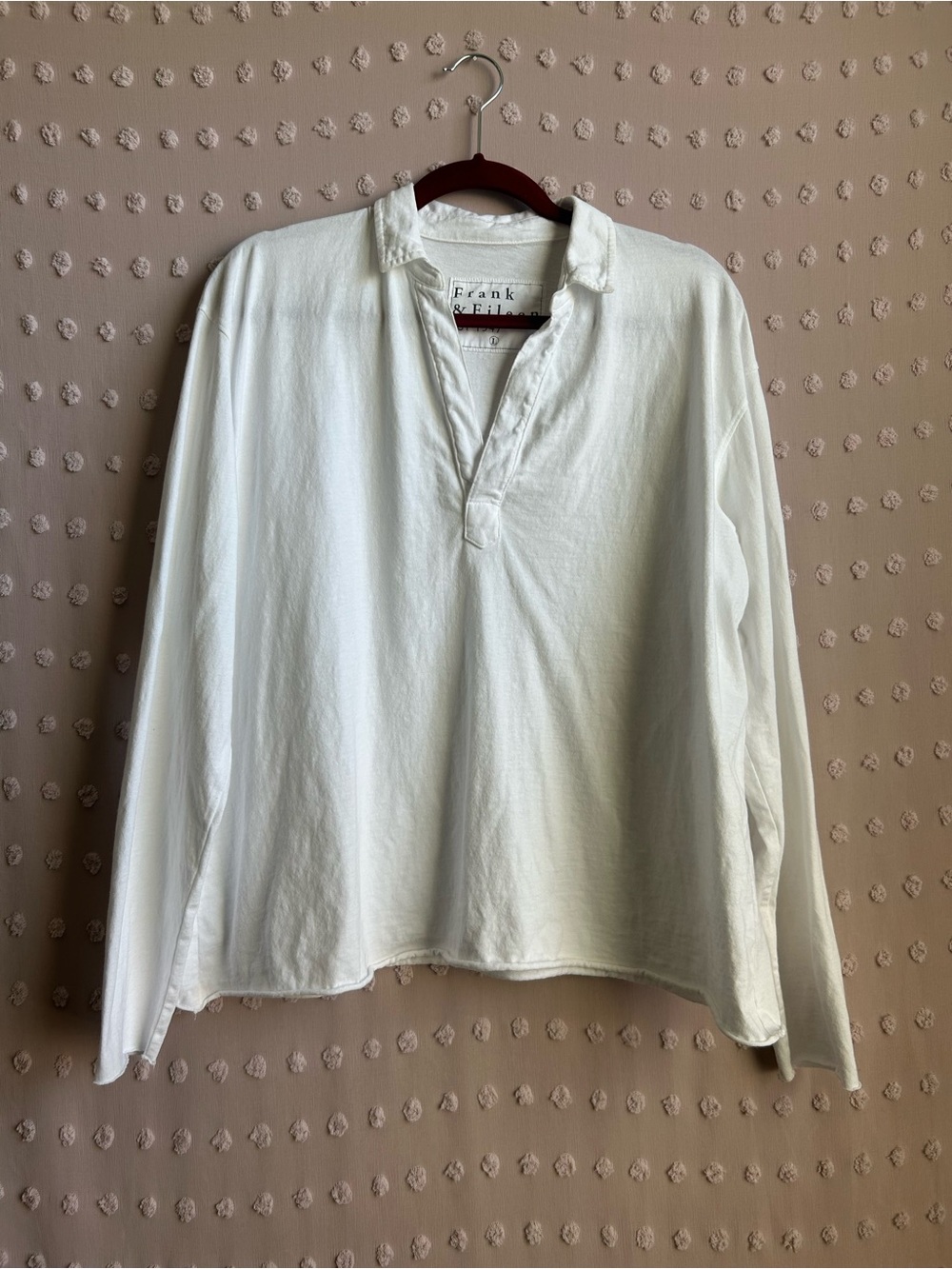 Frank & Eileen Patrick Popover Henley Sz L White - Picture 1 of 6